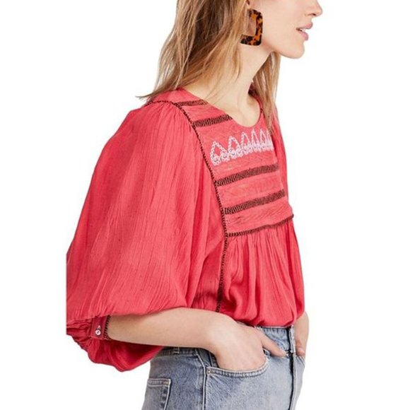 Free People Cyprus Avenue Embroidered Boho Blouse - Picture 3 of 12